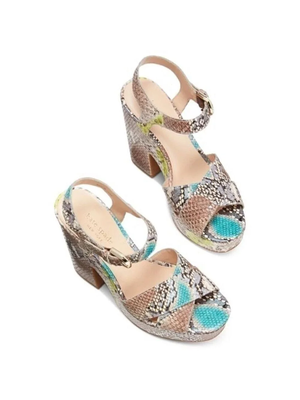 NIB-Kate Spade New York Women's Grace Platform Leather Sandals Lemon Sorbet